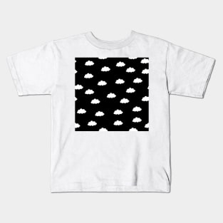 White clouds in black background Kids T-Shirt